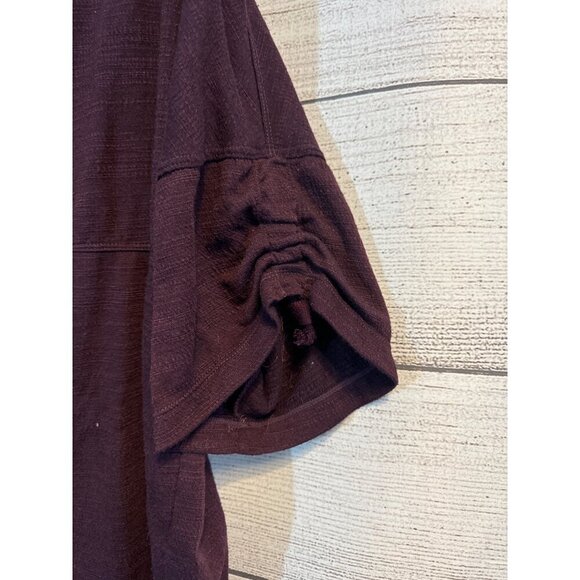 Max Studio Maroon Ruched Sleeve Top Size L - Picture 3 of 4